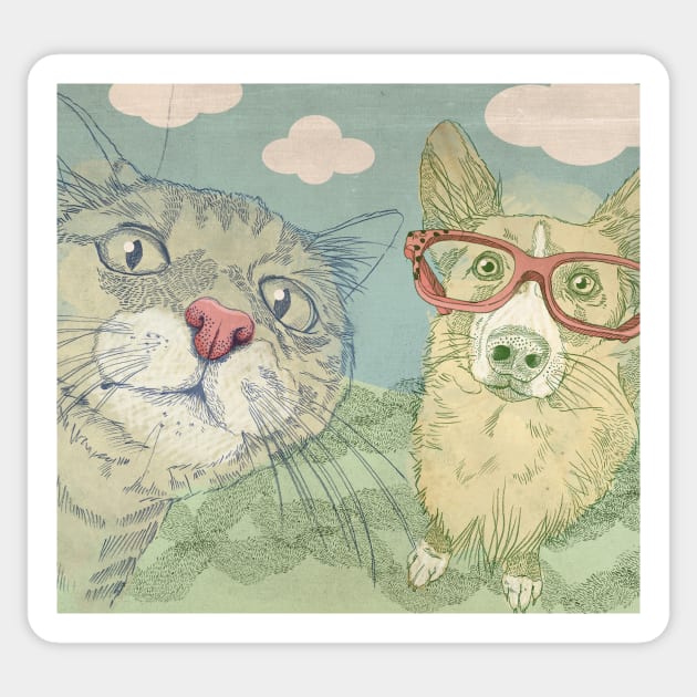 Kitty and Doggy Sticker by SUGAH